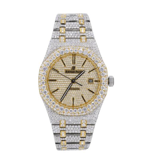 Dual Tone Moissanite Diamond Iced Out Luxury AP Watch