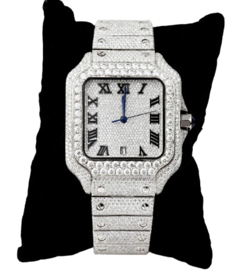Moissanite Diamond Iced Out Luxury Stainless Steel Watch For Men's