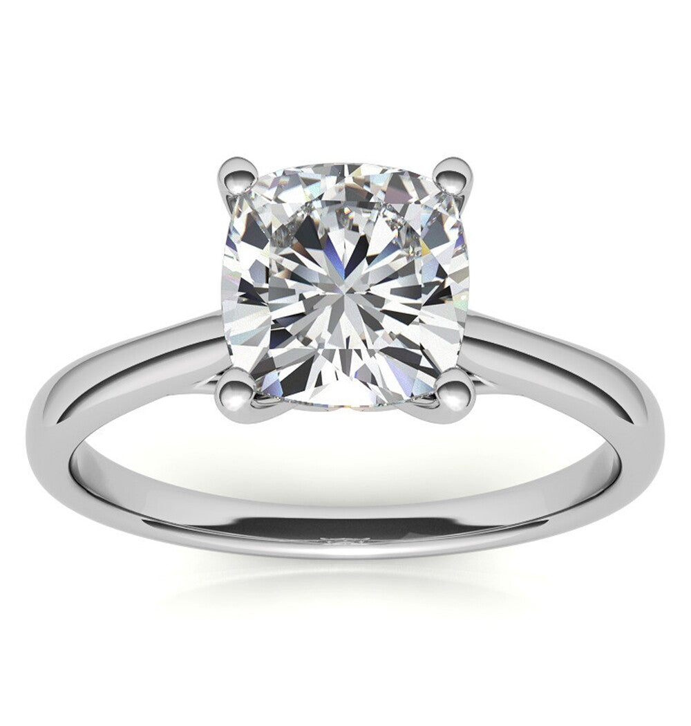 Cushion Cut Moissanite Diamond Solitaire Promise Ring