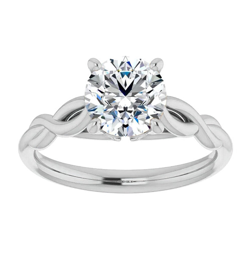 Round Cut Moissanite Twisted Engagement Ring