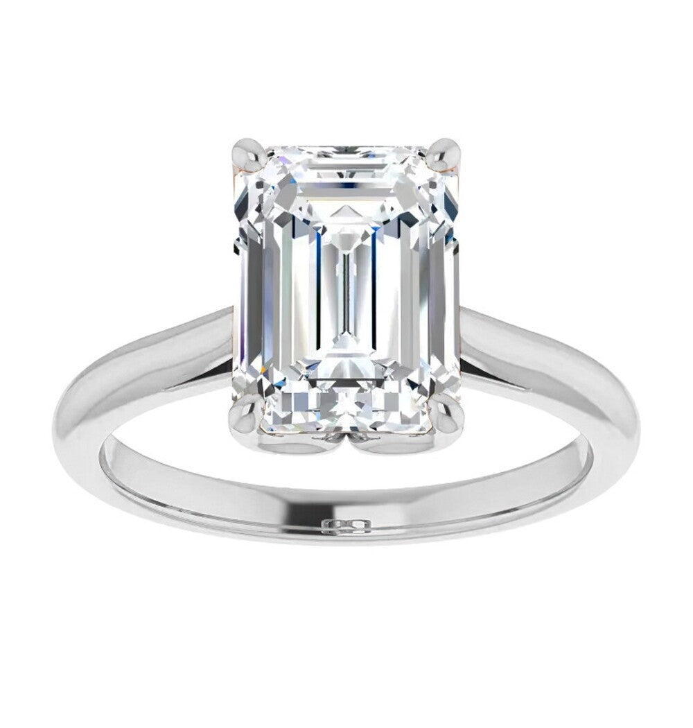 Emerald Cut Moissanite Solitaire Engagement Ring For Her
